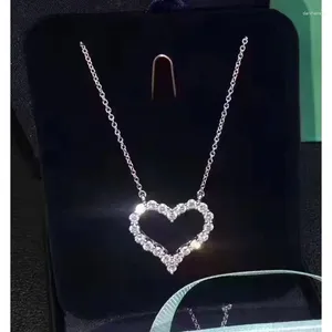 Hanger kettingen liefhebbers hart choker echte zilveren kleur Bijou zircon cz feest bruiloft hangers ketting voor vrouwen bruids sieraden