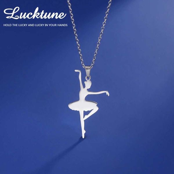 Colliers de pendentif Lucktune danse fille ballerine pendentif collier en acier inoxydable artiste danseur ballerine collierq