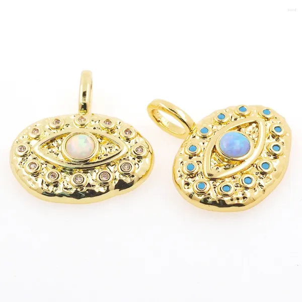 Collares colgantes Lucky Charms Turco Ojo Azul Oval CZ Chapado en oro Collar Accesorios para mujeres Hip Hop Fiesta Regalo Fabricación de joyas