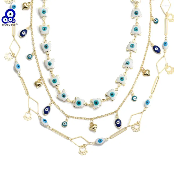 Collares colgantes Lucky Eye Cobre Mariposa Flor Luna Estrella Collar Multi Color Turco Mal para Mujeres Niñas Hombres Joyería BE1083