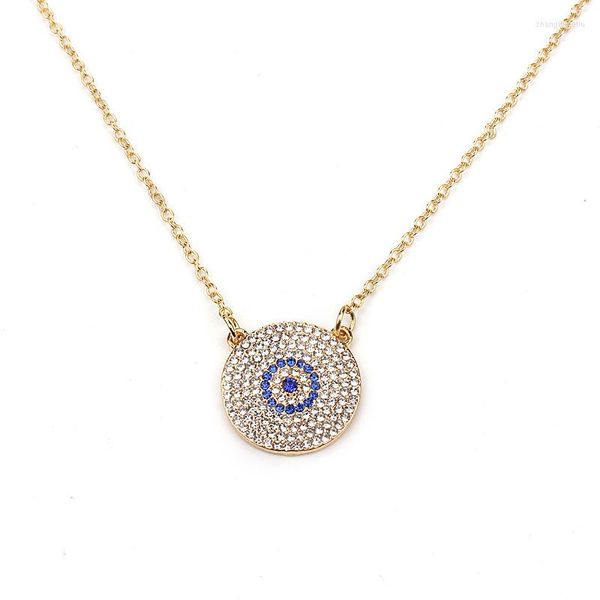 Colliers pendants Lucky Eye Crystal Evil Collier Turc Round Blue Chain pour femmes bijoux EY164