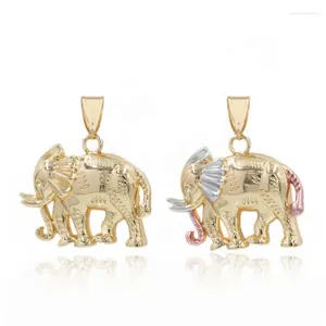 Collares colgantes Lucky Fashion Venta 18k Chapado en oro Tres colores Animal Elefante Collar Hombres y mujeres Regalo Fiesta