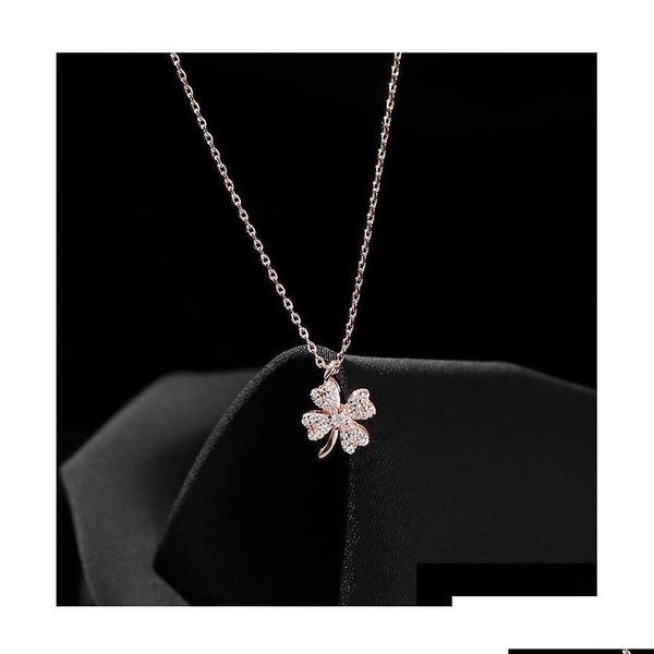 Pendentif Colliers Chanceux Trèfle À Quatre Feuilles Collier Femme Clavicule Chaîne Conception De Niche Simple Tempérament Ins Drop Livraison Bijoux Stylo Dhzb8