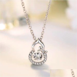 Pendentif Colliers Lucky Gourd Collier S925 Sier Plaqué Cristal Diamants Classique Femmes Filles Lady Bijoux Cadeau De Noël Drop Delive Dhcjc