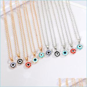 Collares pendientes Lucky Jewelry Gold Sier Color Devil Eye Disc Collar Bohemia Turkish Evil Eyes Pendant Drop Delivery Dhseller2010 Dhi1X