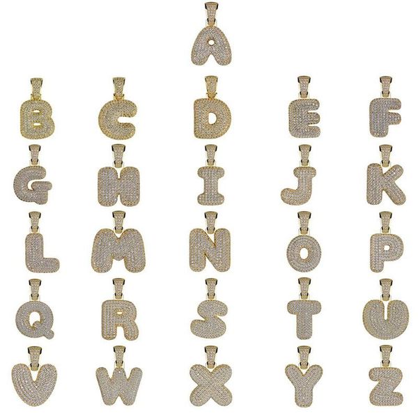 Collares pendientes Lucky Sonny Precio de fábrica Hip-Hop Bling Joyería para hombres CZ Iced Gold Silver Color Nombre personalizado Bubble Letters Rapper Style