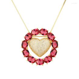 Pendentif Colliers Lucky Sonny De Luxe Coeur Collier Or Couleur Collier Femmes Parti Bijoux 3A CZ Micro Pavé Accessoire Lindo N243