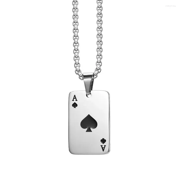 Pendentif Colliers Lucky Spades Un collier avec titane acier épaissi chaîne polyvalente Hip Hop mode charme bijoux pour hommes et femmes