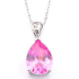 Pendant Necklaces Luckyshine 10 pièces pendentifs élégants bijoux en forme de larme rose topaze Zircon pour colliers femmes bijoux colliers P Dh75Z