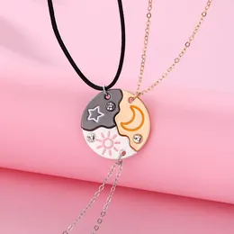 Pendentif Colliers Luoluobaby 3pcs / Set Sun Moon Star Collier pour fille enfants amitié BFF ami bijoux cadeaux