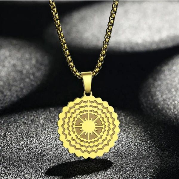 Pendentif Colliers Lutaku rond qualité gravé soleil disque minimal collier en acier inoxydable pour femmes bijoux délicats cadeau commémoratif