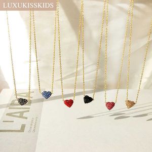 Hanger kettingen Luxukiskids strass Heart -vormige hangende ketting voor vrouwen/meisjes sleutelbeen choker klein rood roze zwart simpele liefde sieraden romantisch cadeauqqqqui