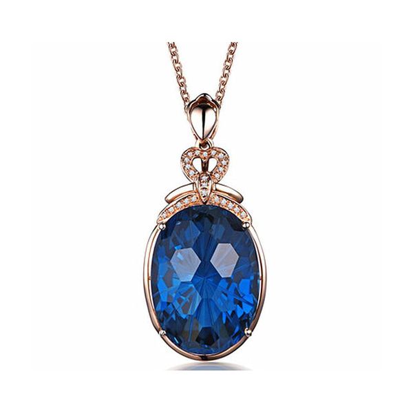 Colliers Pendentifs Luxueux Collier Topaze Bleue Naturelle De Londres Plaqué Or 18K Incrusté Colorf Sélectionné Diamant Pierre Précieuse Yzedibleshop Dh76O