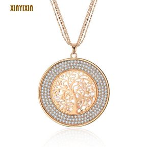 Pendentif Colliers Luxueux Arbre De Vie Collier Pour Femmes Or Rose Cristal Clair Chaîne En Couches Longue Bijoux De Mode 2021 Cadeau7947870