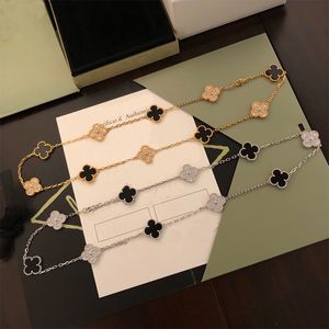 Pendentif Colliers Luxe 10 Diamond Clover Marque Mode Vans Cleef Haute Qualité 18k Or Designer avec Boîte pour Bijoux Pour Femmes