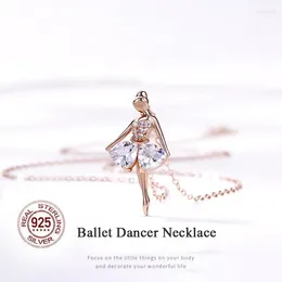 Collares colgantes Luxury 925 Sterling Silver Ballet Dancer Collar Estilo Minimalista Temperamento Cadena de clavícula para novia Mujeres