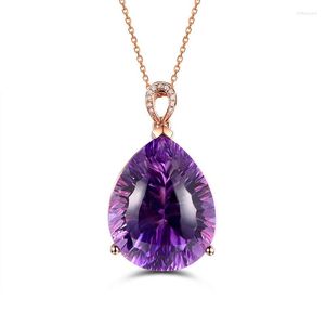 Pendentif Colliers De Luxe Améthyste Goutte D'eau Collier Pour Femmes Violet Lavande Gemmes De Mode Cristal Accessoires Chaîne Cadeau Bijoux Dans