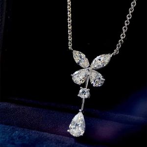 Collares colgantes Charms de marca Luxury Crystal Tassel Butterfly Cabina colgante Fashion 925 Sterling Silver Jewelry Mujeres de alta calidadL231225