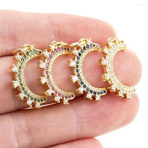 Colliers pendants Luxury Colorful Moon Gold plaqué CZ CUBIC ZICCONIA Half Circle Crescent Fashion Bijoux pour femmes Collier Accessoires