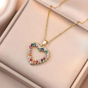 Colliers pendants Luxury coeur coloré Crystal Choker pour les femmes Love Clicle Chain Party Wedding Jewelry