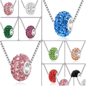 Pendentif Colliers De Luxe Cristal Fimo Grand Trou Perles Collier Pour Les Femmes Doux Y Colorf Strass Disco Ball Sier Boîte Chaînes De Mode Dr Dh3T6