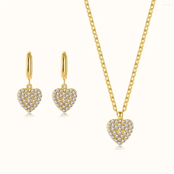 Pendentif Colliers Collier de coeur en cristal de luxe pour femmes de haute qualité en acier inoxydable bijoux collier de mode cadeau de petite amie