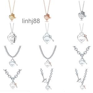 Hanger Kettingen Luxe Designe Populaire S925 Sterling Zilveren Hart Sleutel Vergulde Diamanten Ketting Populaire Liefde Kraag Ketting met Doos U6K3