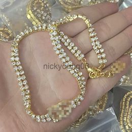 Colliers pendentifs Colliers de luxe conçus D Leeter Pendentifs en cristal blanc et diamants pour femmes Bracelet en laiton plaqué or 18 carats pour femmes Bijoux de créateur Cadeaux DN1 03 x0711