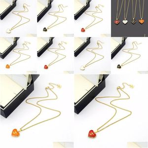 Hangertjeskettingen Luxe Designer Zwart Wit Oranje Rood Hart Choker Ketting Elegant Liefde 18K Goud Sier Rose 316L Roestvrij Staal C Otxy4