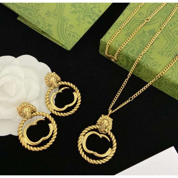 Pendentif Colliers Designer de luxe or Double lettre pendentif colliers ont timbre marque lettres collier pour les femmes de mariage cadeau bijoux