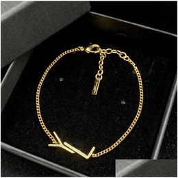 Colliers pendants Bracelets de bijoux de concepteur de luxe Bracelets de bijoux de bijoux marque simple lettre ornements ornements gold collier drop déliv otjnj