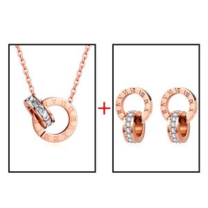 Pendentif Colliers Luxe élégant amour chiffre cristal collier ensemble pour les femmes mode en acier inoxydable pendentif tendance concepteur femme cadeau de mariage bijoux O0AY