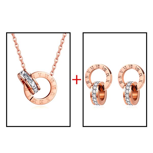 Collares colgantes Conjunto de collar de cristal con números de amor elegante de lujo para mujer Moda Colgante de acero inoxidable Tendencia Diseñador Mujer Regalo de boda Joyería O0AY