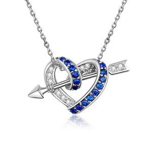 Hanger Kettingen Luxe Vrouwelijke Grote Hart Ketting Schattig Zilver Kleur Chain Charm Blauwe Ster Bruiloft Voor Vrouwen 240227C24326