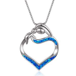 Pendentif Colliers Luxe Femme Blanc Bleu Opal Chaîne Collier Rose Or Argent Couleur Mignon Amour Coeur Mariage Pour FemmesPendentif