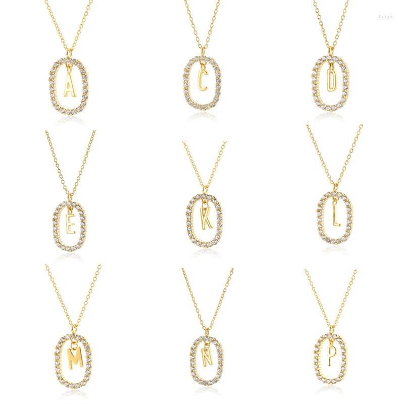 Подвесные ожерелья роскошные начальные буквы A-Z прозрачное ожерелье циркона для женщин Алфавит Чокер Длинные Цепи Ювелирные изделия Свадебные подарки на день рождения dz333