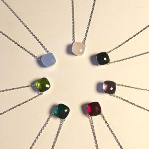 Hanger Kettingen Luxe Italiaanse Merk Pome Sieraden Candy Stone Ketting Voor Vrouwen Bijoux Fashion Design Clear Crystal