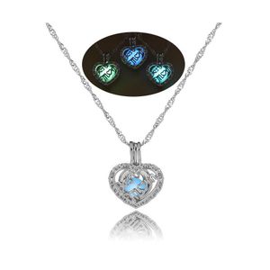 Pendentif Colliers De Luxe Lumineux Maman Coeur Ouvert Lueur Dans Le Sombre Perles Cage Médaillon Charme Sier Chaînes Pour Femmes Dames Fête Des Mères J Dhk2V