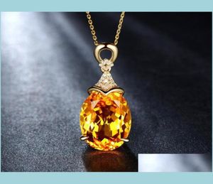 Colliers de pendentif Sirène de luxe 18k Gold Citrine Gemstone Pendant Collier pour femmes Bijoux de la mode Christmas Gift Drop de Dhgar1368026