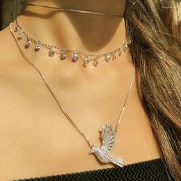 Hanger Kettingen Luxe Natuurlijke Stenen Lucky Bird Ketting Voor Vrouwen Hoge Kwaliteit Zirconia Steen Vrouwelijke Esthetische Vergulde Ketting