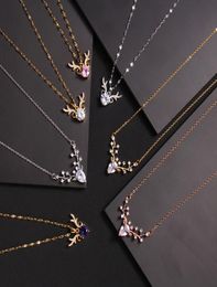 Colliers pendants Collier de luxe Designers de cerfs bijoux diamants colorés femmes mode titane en acier doré plaqué jamais fondu non 6228232