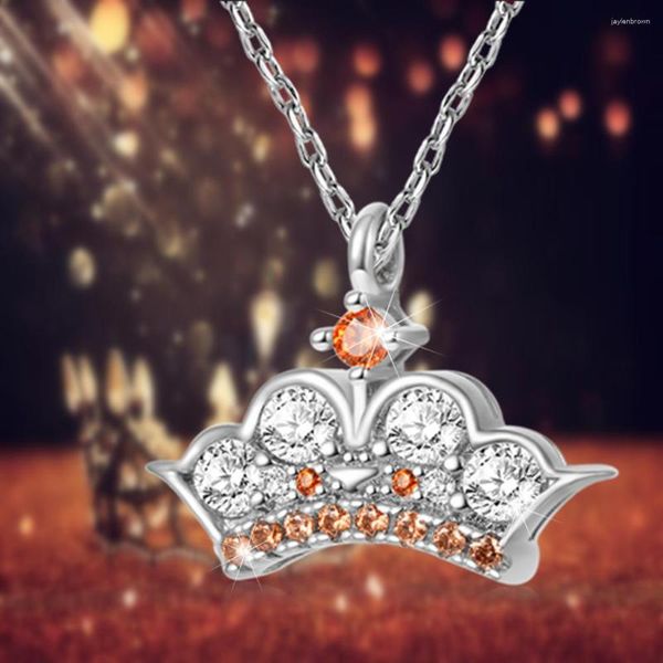 Pendentif Colliers De Luxe Princesse Couronne Sparkle Zircon Bijoux Collier Délicat Femmes Mariage Romantique Anniversaire Amour Cadeaux