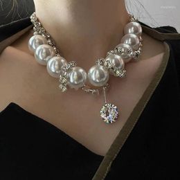 Anhänger-Halsketten, luxuriöse Punk-Stil, Zirkonia-Perlen-Halskette, übertriebene Perle, zarter Damenschmuck, exquisiter trendiger Schmuck