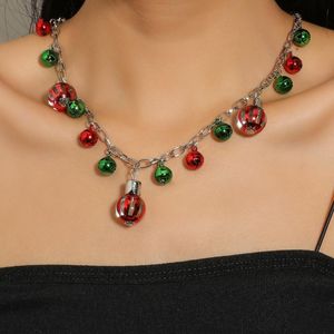 Collares colgantes de lujo rojo verde campana cristal mujer gargantilla collar encanto lindo mujeres joyería de diamantes de imitación regalo de Navidad