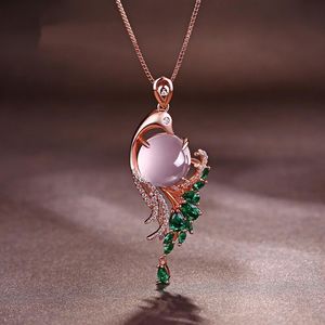 Pendentif Colliers De Luxe Rose Or Bijoux Géométrie Dainty Phoenix Paon Collier Pour Charmes Femmes De Noce S925 ChokerPendant