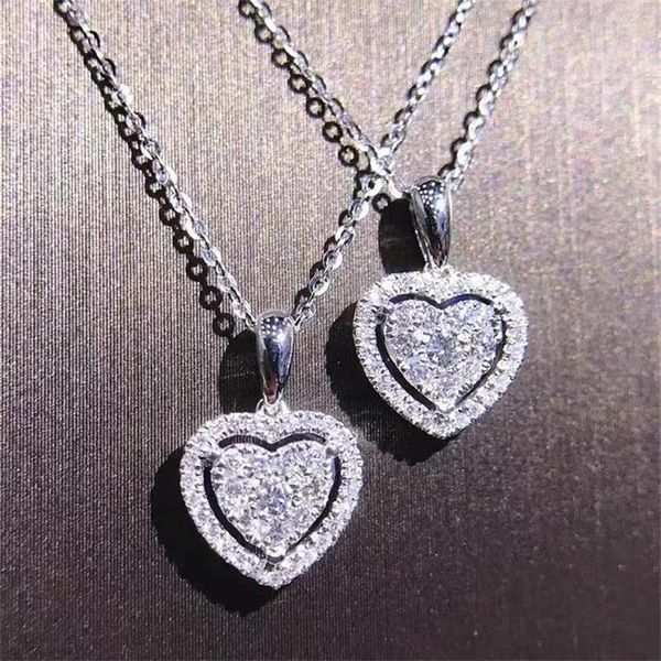 Pendentif Colliers De Luxe Sparkling Coeur En Forme De Cristal Zircone Collier Amour Étoile Cadeau De Saint Valentin Bijoux De Mariage