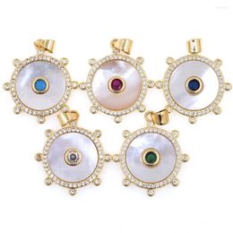 Pendentif Colliers De Luxe En Forme De Soleil Charme Rond Zircon Perle Coquille Bijoux DIY Fabrication D'accessoires Personnalisés Cadeau En Gros