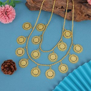 Colliers pendants Luxury Turc mariée Bijoux de mariage Gold Beratu Collier Double Collier Arabe-Muslim Lady Nern Chain Gift Bijoux