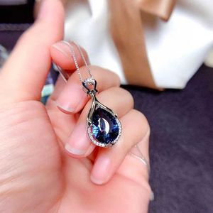 Colliers pendents Luxury Drop Drop Blue Zircon Pendant Collier Womens Womens Valentines Day Gift Party Designer Bijoux Collier Para Mujer D240522