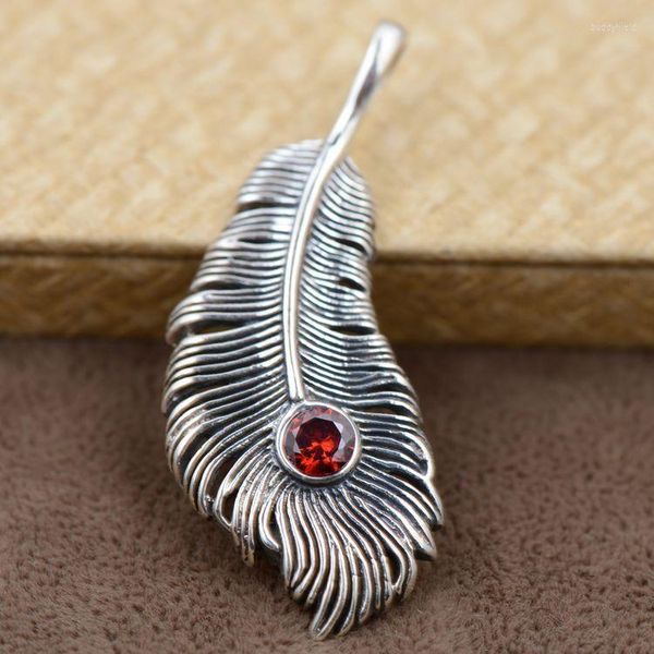 Pendentif Colliers LYBUY Authentique 925 Sterling Silver Vintage Personnalité Plume Femmes Accessoires Cadeaux Thai Bijoux